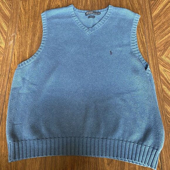 Polo Ralph Lauren Other - Polo Ralph Lauren Sweater Size XXL Blue V Neck Pullover Vest Pima Cotton Classic